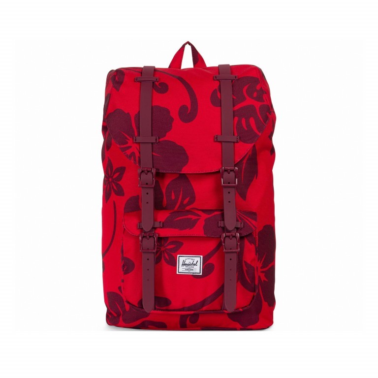 Rucksack Little America Medium Rubber Straps Volumen 14 Liter Aloha, Farbe: rot/weinrot, Marke: Herschel, EAN: 0828432172436, Abmessungen in cm: 28x43x12, Bild 1 von 4