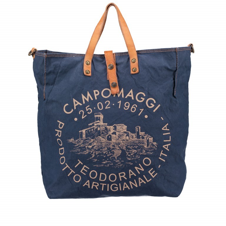 Tasche Canvas 1660-X0009 Druck Beige, Farbe: blau/petrol, Marke: Campomaggi, Abmessungen in cm: 35x40x15, Bild 1 von 3