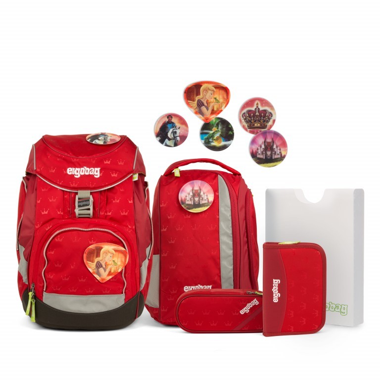 Schulranzen Pack Set 6-teilig KüssdenBär, Farbe: rot/weinrot, Marke: Ergobag, EAN: 4057081024216, Abmessungen in cm: 25x35x22, Bild 1 von 10