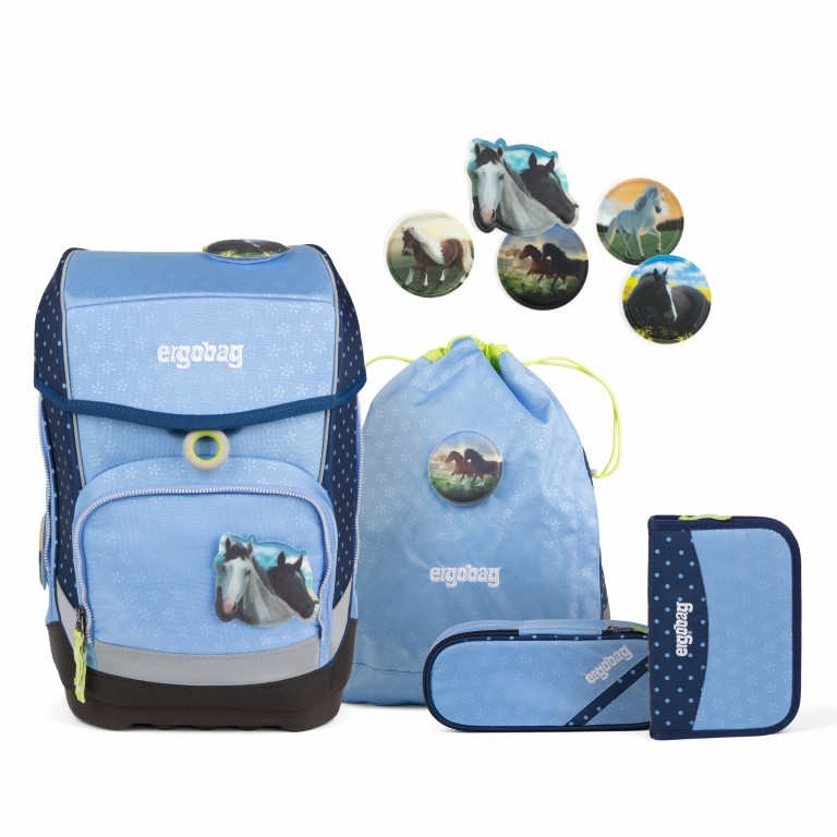 Schulranzen Cubo Set 5-teilig HimmelreitBär, Farbe: blau/petrol, Marke: Ergobag, EAN: 4057081024032, Abmessungen in cm: 25x40x20, Bild 1 von 8