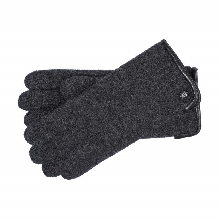 Handschuhe Damen Wolle Leder-Paspel, Farbe: schwarz, anthrazit, grau, blau/petrol, braun, cognac, grün/oliv, rot/weinrot, flieder/lila, beige, Marke: Roeckl, Bild 1 von 1