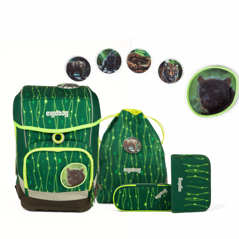 Schulranzen Cubo Lumi Edition Set 5-teilig RambazamBär, Farbe: grün/oliv, Marke: Ergobag, EAN: 4057081024063, Abmessungen in cm: 25x40x20, Bild 1 von 11