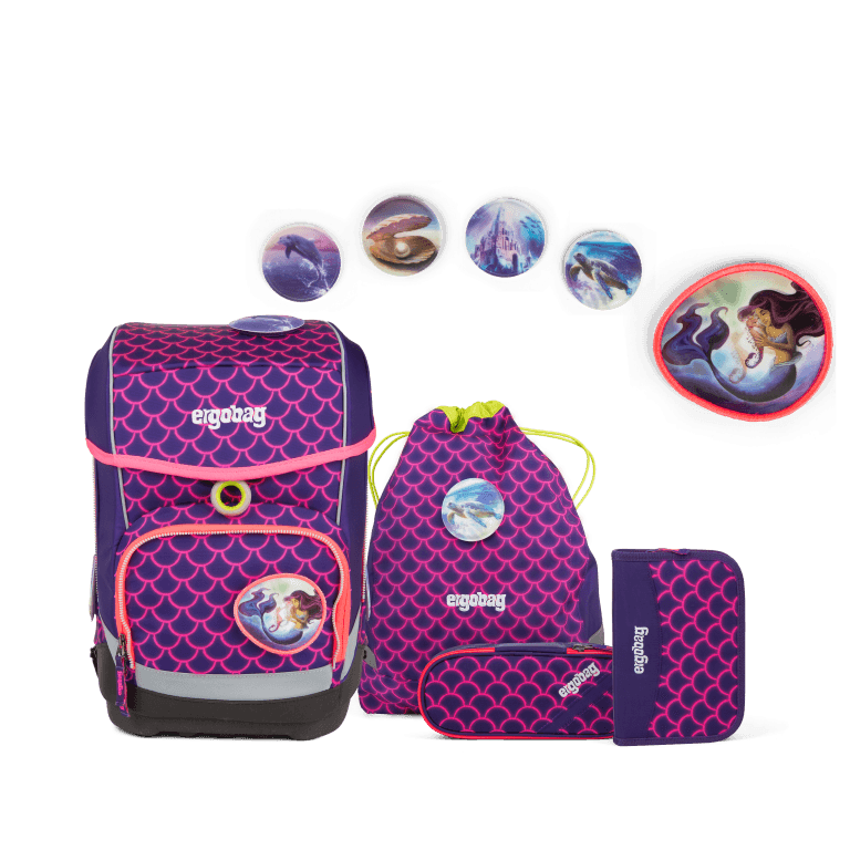 Schulranzen Cubo Lumi Edition Set 5-teilig PerlentauchBär, Farbe: flieder/lila, Marke: Ergobag, EAN: 4057081024070, Abmessungen in cm: 25x40x20, Bild 1 von 10