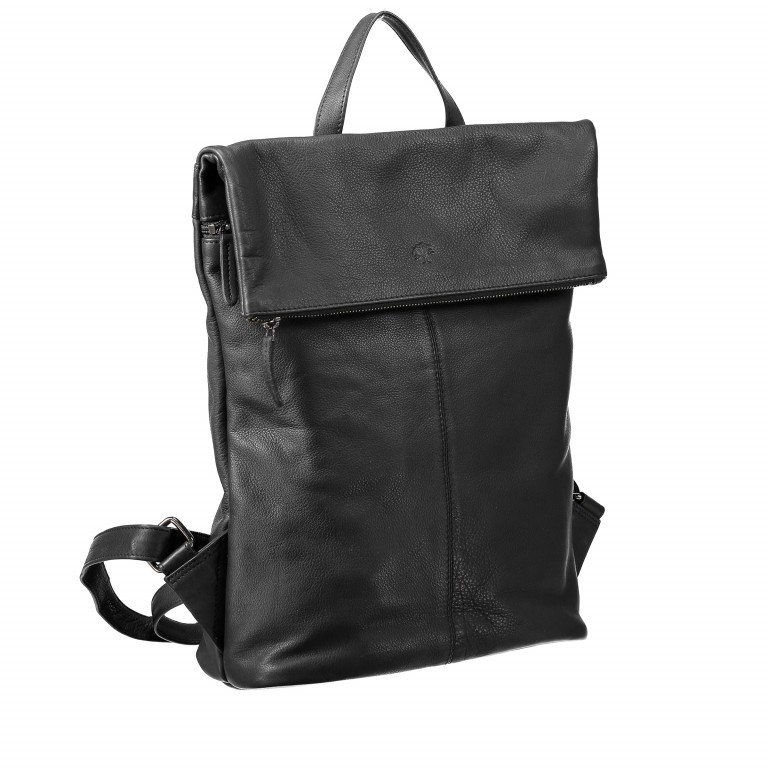 Rucksack Karen Schwarz, Farbe: schwarz, Marke: Hausfelder Manufaktur, Abmessungen in cm: 28x38x12, Bild 2 von 7
