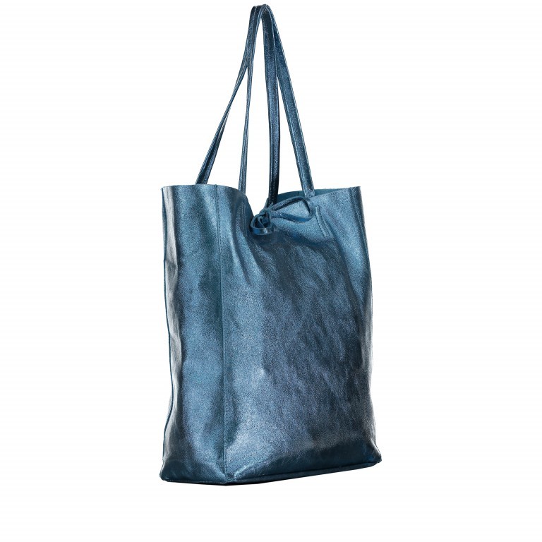 Shopper Athena Blau Metallic, Farbe: blau/petrol, metallic, Marke: Hausfelder Manufaktur, Abmessungen in cm: 28x38x14, Bild 2 von 5