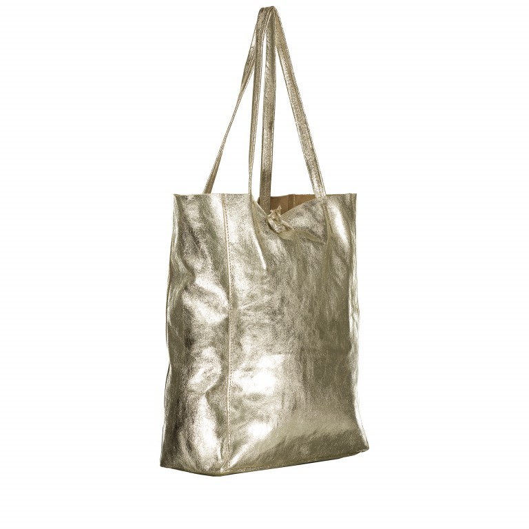 Shopper Athena Gold Metallic, Farbe: grau, metallic, Marke: Hausfelder Manufaktur, Abmessungen in cm: 28x38x14, Bild 2 von 5