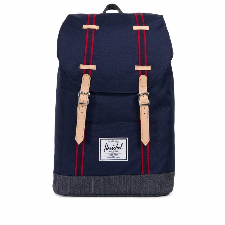 Rucksack Retreat Rubber Straps Volumen 18 Liter Peacoat Dark Denim, Farbe: blau/petrol, Marke: Herschel, EAN: 0828432214457, Abmessungen in cm: 34x46x12, Bild 1 von 5