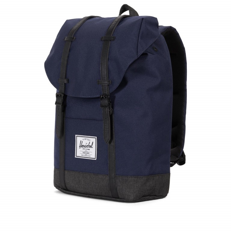 Rucksack Retreat Rubber Straps Volumen 18 Liter Peacoat Black Crosshatch, Farbe: blau/petrol, Marke: Herschel, EAN: 0828432211869, Abmessungen in cm: 34x46x12, Bild 2 von 5