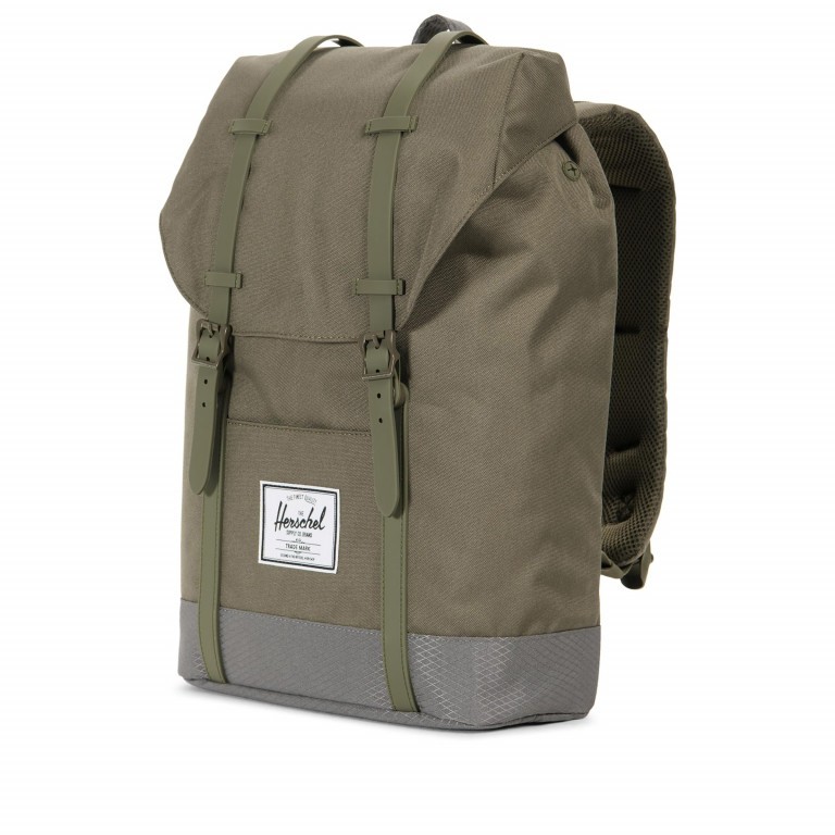 Rucksack Retreat Rubber Straps Volumen 18 Liter Ivy Green Smoked Pearl, Farbe: grün/oliv, Marke: Herschel, EAN: 0828432211913, Abmessungen in cm: 34x46x12, Bild 2 von 5