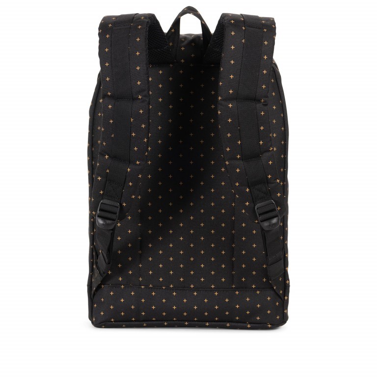 Rucksack Retreat Rubber Straps Volumen 18 Liter Black Gridlock Gold, Farbe: schwarz, Marke: Herschel, EAN: 0828432211876, Abmessungen in cm: 34x46x12, Bild 4 von 5