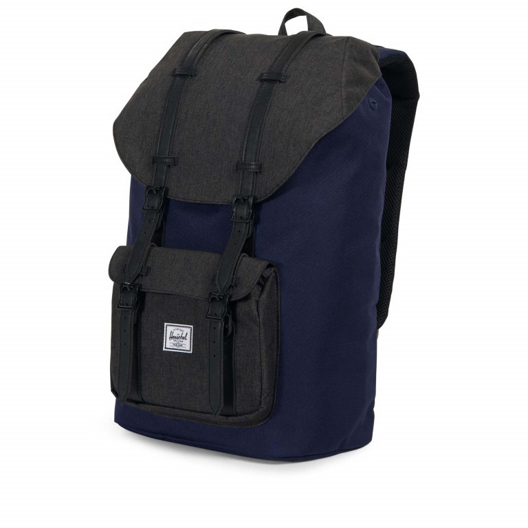 Rucksack Little America einfarbig Volumen 23 Liter Peacoat Black Crosshatch, Farbe: blau/petrol, Marke: Herschel, EAN: 0828432210558, Abmessungen in cm: 28.56x49.9x17.78, Bild 2 von 4