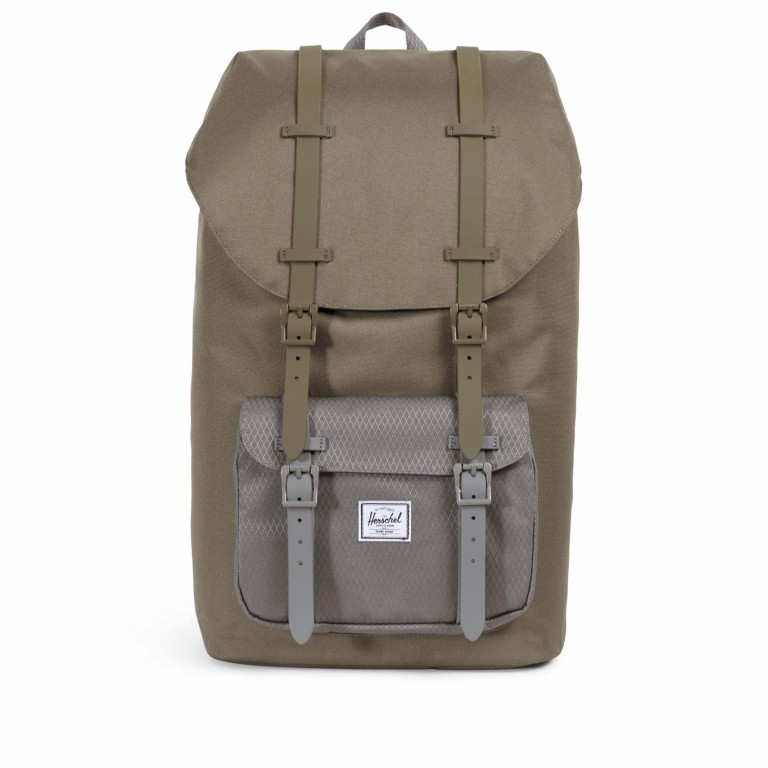 Rucksack Little America Rubber Straps Volumen 23 Liter Ivy Green Smoked Pearl, Farbe: grün/oliv, Marke: Herschel, EAN: 0828432210565, Abmessungen in cm: 28x50x17, Bild 1 von 4