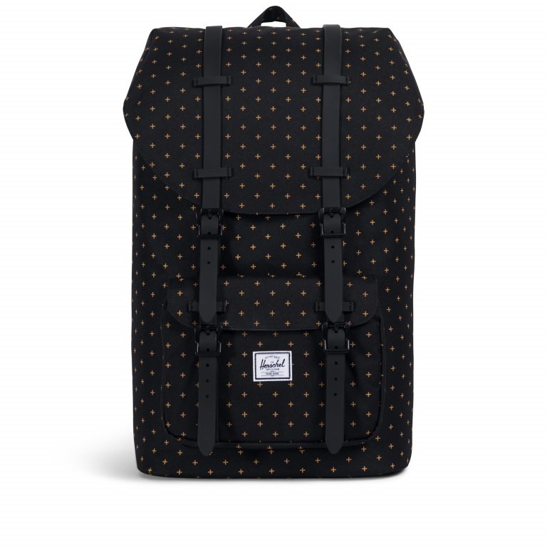 Rucksack Little America Rubber Straps Volumen 23 Liter Black Gridlock Gold, Farbe: schwarz, Marke: Herschel, EAN: 0828432210626, Abmessungen in cm: 28x50x17, Bild 1 von 4