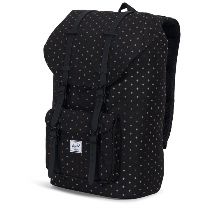 Rucksack Little America Rubber Straps Volumen 23 Liter Black Gridlock Gold, Farbe: schwarz, Marke: Herschel, EAN: 0828432210626, Abmessungen in cm: 28x50x17, Bild 2 von 4