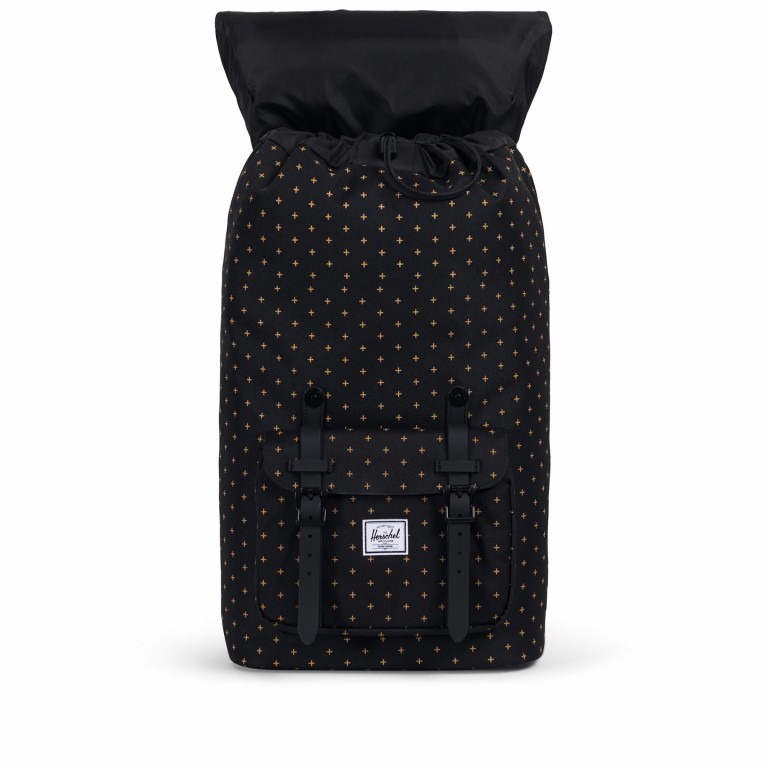 Rucksack Little America Rubber Straps Volumen 23 Liter Black Gridlock Gold, Farbe: schwarz, Marke: Herschel, EAN: 0828432210626, Abmessungen in cm: 28x50x17, Bild 3 von 4