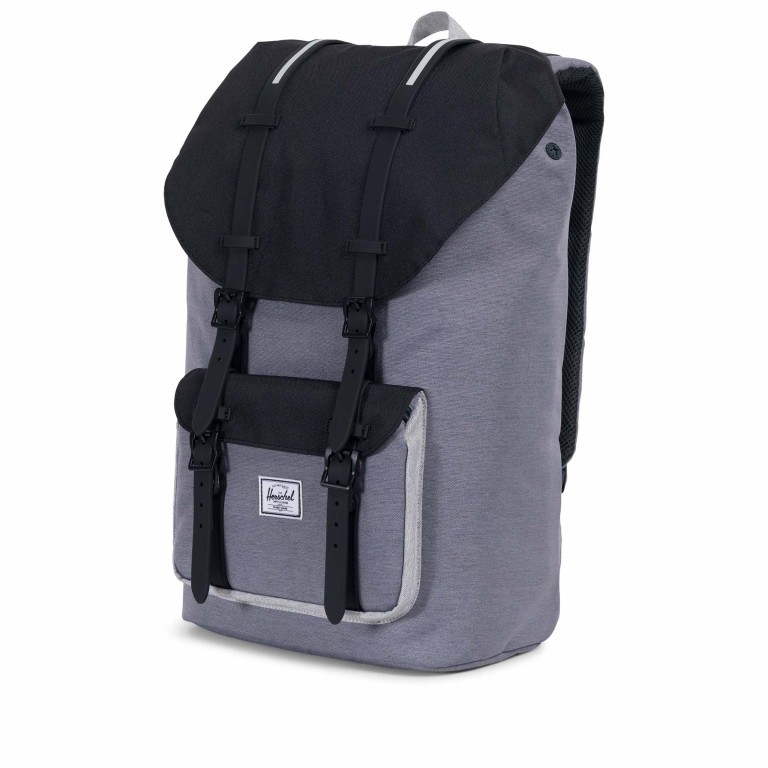 Rucksack Little America Rubber Straps Volumen 23 Liter Mid Grey Crosshatch Black, Farbe: grau, Marke: Herschel, EAN: 0828432210602, Abmessungen in cm: 28x50x17, Bild 2 von 4