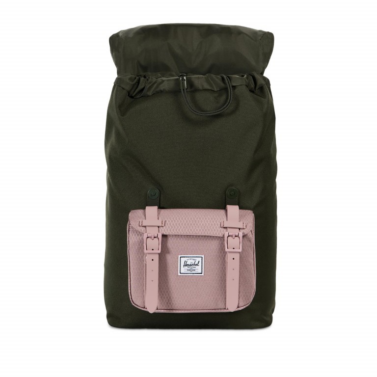Rucksack Little America Medium Rubber Straps Volumen 14 Liter Forest Night Ash Rose, Farbe: grün/oliv, Marke: Herschel, EAN: 0828432210886, Abmessungen in cm: 28x43x12, Bild 3 von 4