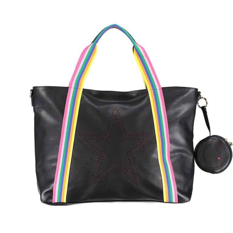 Shopper Rainbow Star Black, Farbe: schwarz, Marke: Stuff Maker, EAN: 4251578300948, Abmessungen in cm: 48x34x12, Bild 1 von 4