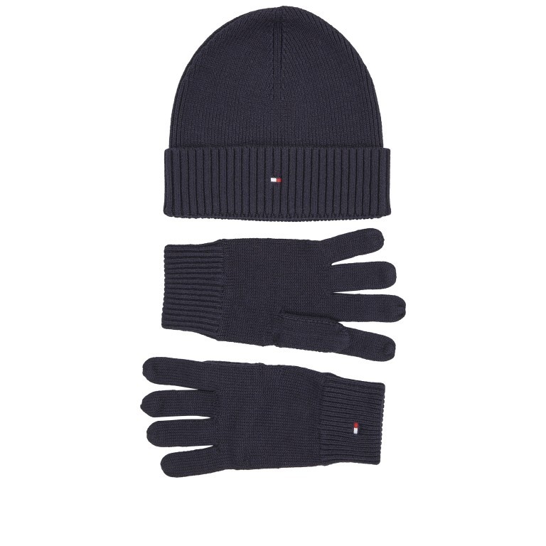 Mütze und Handschuhe Essential zweiteiliges Geschenkset Space Blue, Farbe: blau/petrol, Marke: Tommy Hilfiger, EAN: 8720641980074, Bild 2 von 2