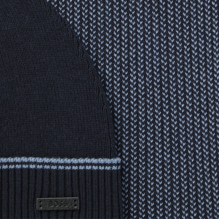 Mütze und Schal Mind zweiteiliges Geschenkset Dark Blue, Farbe: blau/petrol, Marke: Boss, EAN: 4063538780154, Abmessungen in cm: 25x180x0, Bild 2 von 4