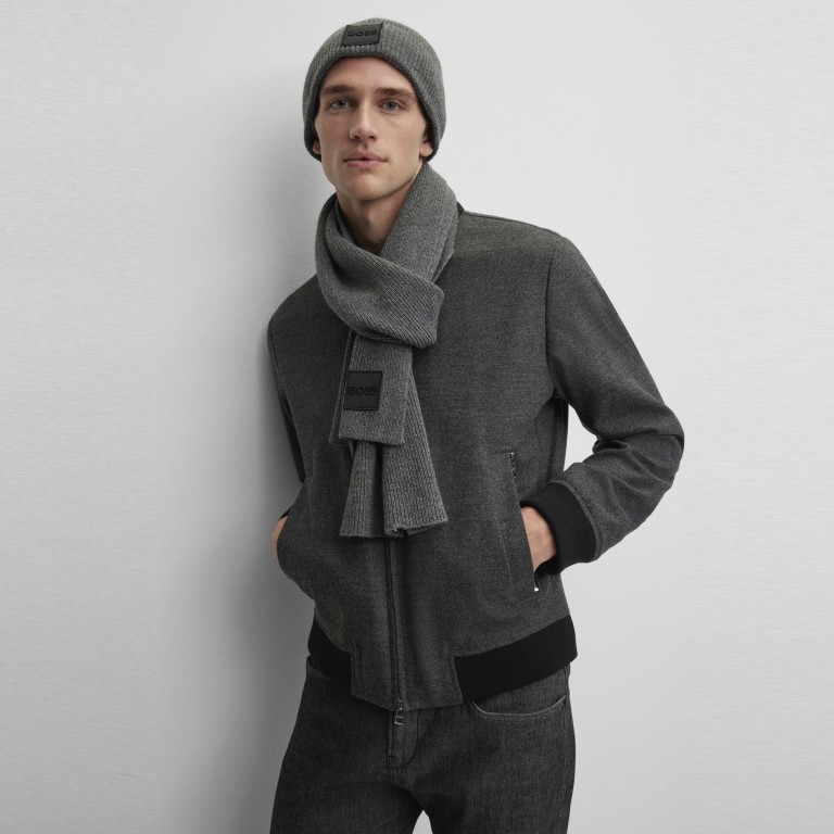 Mütze und Schal Metaverse zweiteiliges Geschenkset Medium Grey, Farbe: grau, Marke: Boss, EAN: 4063538780185, Abmessungen in cm: 30x180x0.5, Bild 3 von 4