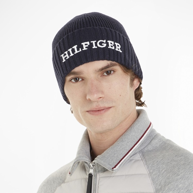 Mütze Monotype Beanie, Farbe: blau/petrol, braun, taupe/khaki, Marke: Tommy Hilfiger, Bild 3 von 3