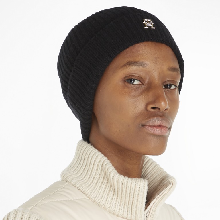 Mütze Cashmere Chic Beanie, Farbe: schwarz, beige, Marke: Tommy Hilfiger, Bild 3 von 3