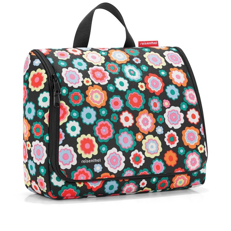 Kulturbeutel Toiletbag XL zum Aufhängen Happy Flowers, Farbe: schwarz, Marke: Reisenthel, EAN: 4012013704680, Abmessungen in cm: 28x25x10, Bild 1 von 3