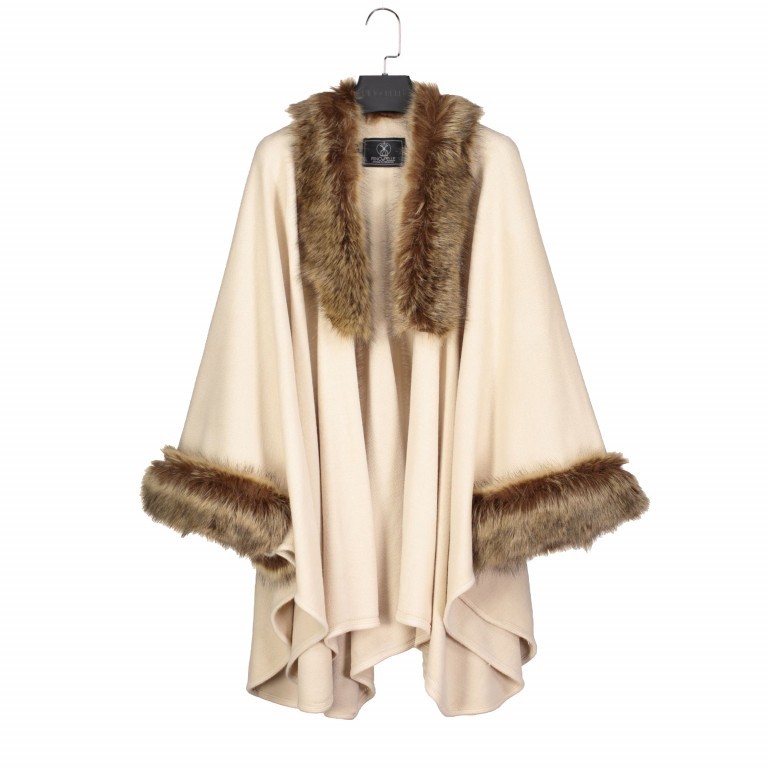 Poncho Dianna Kunstfellbesatz ONE-SIZE Beige, Farbe: beige, Marke: Rino & Pelle, Bild 1 von 4