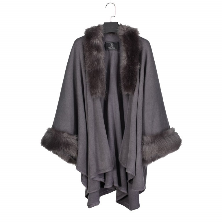 Poncho Dianna Kunstfellbesatz ONE-SIZE Anthracite, Farbe: grau, Marke: Rino & Pelle, Bild 1 von 4