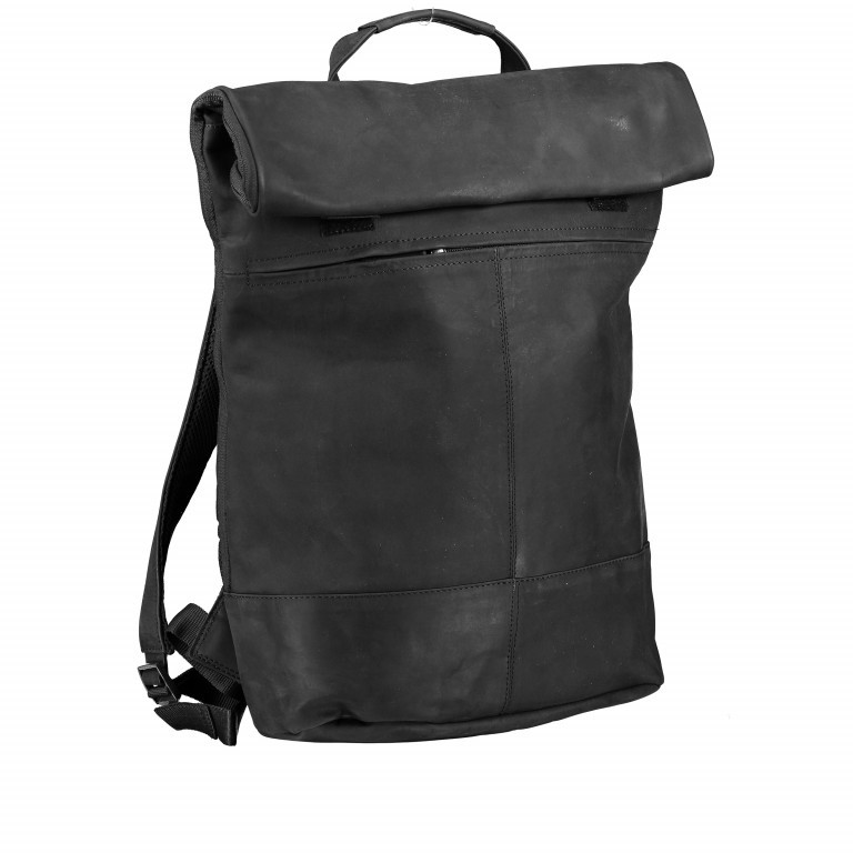 Rucksack Bristol mit Rolltop Schwarz, Farbe: schwarz, Marke: Hausfelder Manufaktur, EAN: 4251672733048, Bild 2 von 6