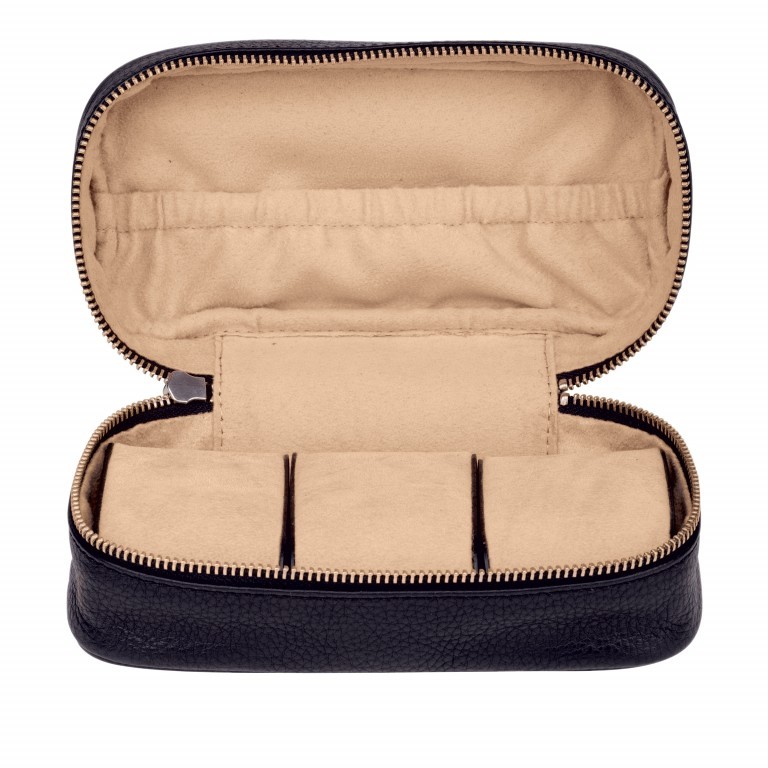 Uhrenbox Soft für drei Uhren Schwarz, Farbe: schwarz, Marke: Windrose, EAN: 4006047389883, Abmessungen in cm: 19x9x7, Bild 2 von 2