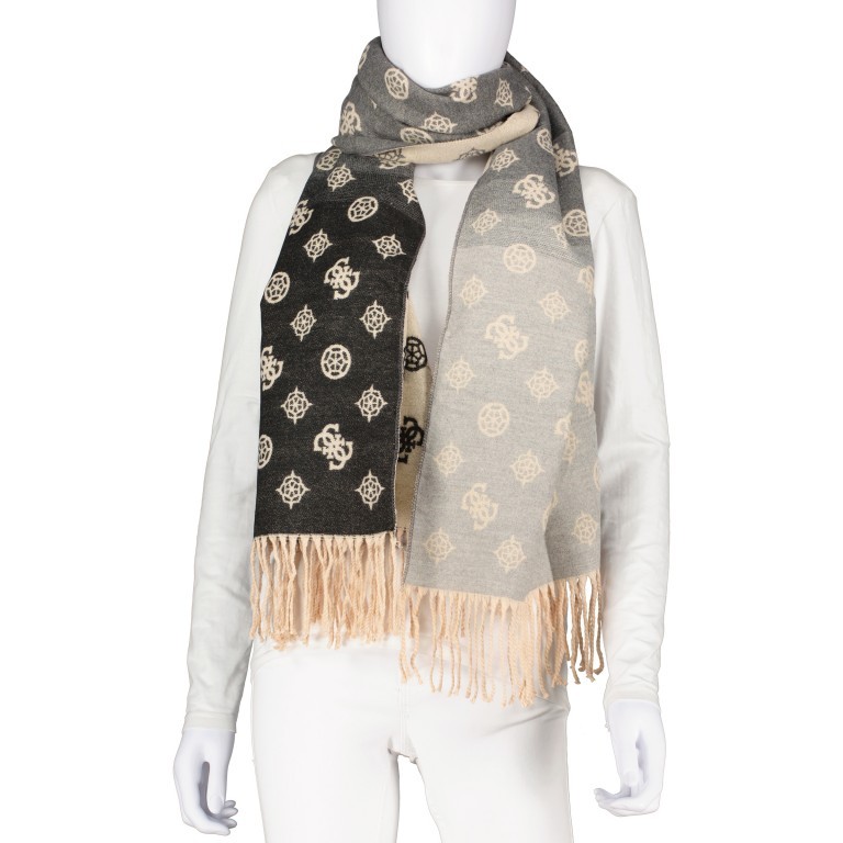 Schal Logo mit Fransen Black Multi, Farbe: schwarz, Marke: Guess, EAN: 7619342124164, Bild 3 von 4