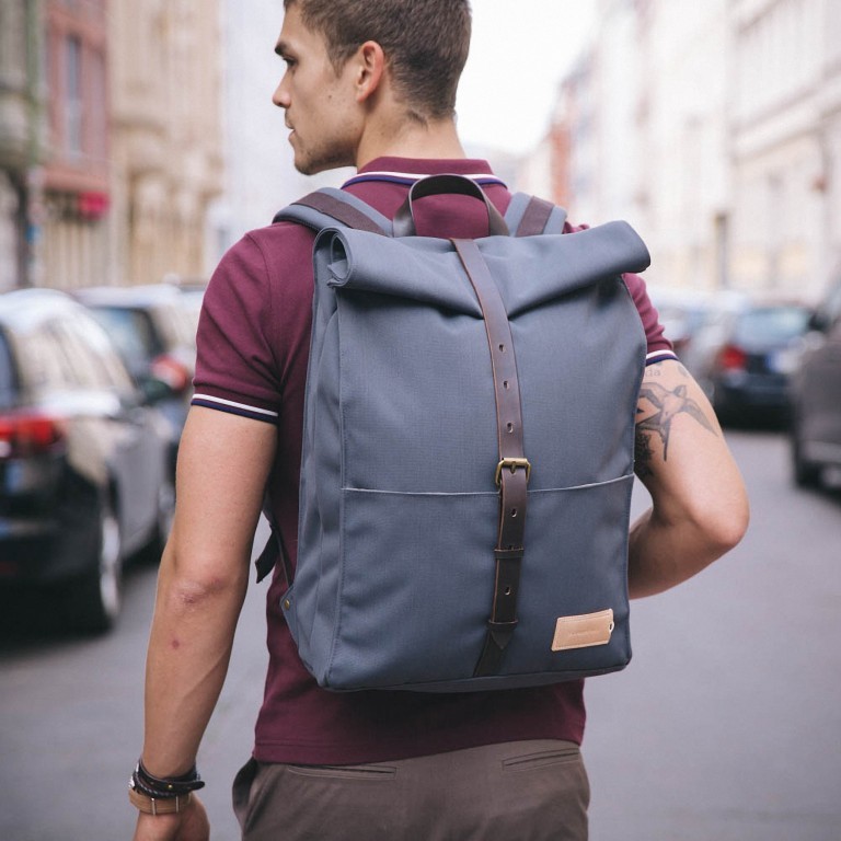 Rucksack Berlin Series Alex 24h Stone Blue Dark Brown, Farbe: blau/petrol, Marke: Property of ..., EAN: 8719322703422, Abmessungen in cm: 33x42x12, Bild 2 von 6