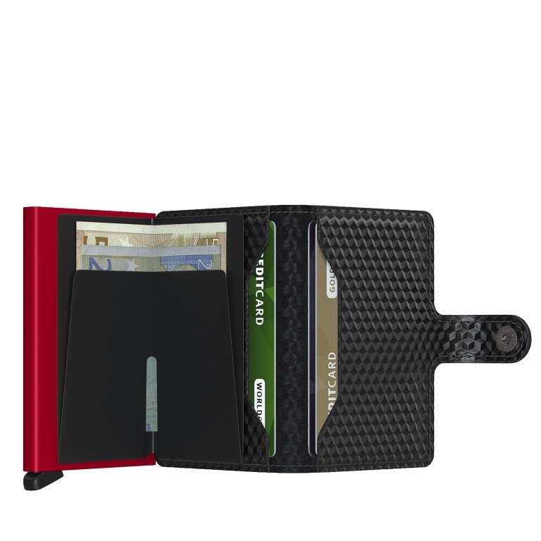 Geldbörse Miniwallet Cubic Black Red, Farbe: schwarz, Marke: Secrid, EAN: 8718215289753, Abmessungen in cm: 6.8x10.2x2.1, Bild 3 von 5