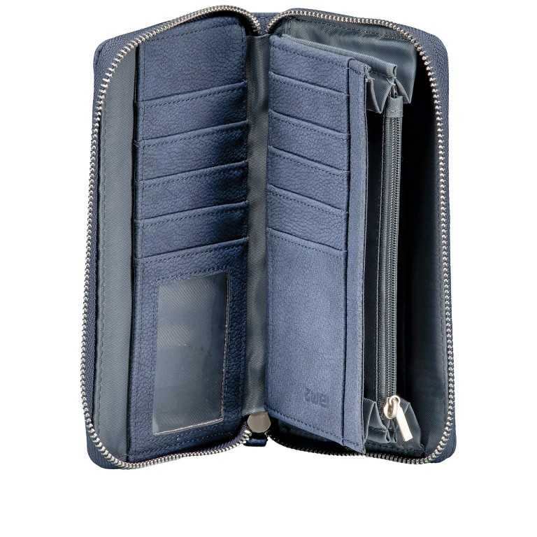 Geldbörse Mademoiselle Wallet MW2 Nubuk Blue, Farbe: blau/petrol, Marke: Zwei, EAN: 4250257916968, Abmessungen in cm: 19.5x10x3, Bild 4 von 5