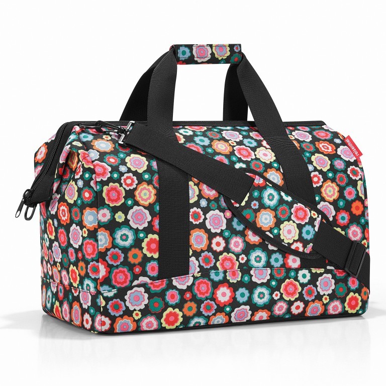 Reisetasche Allrounder L Happy Flowers, Farbe: schwarz, Marke: Reisenthel, EAN: 4012013704376, Abmessungen in cm: 48x39.5x29, Bild 1 von 2