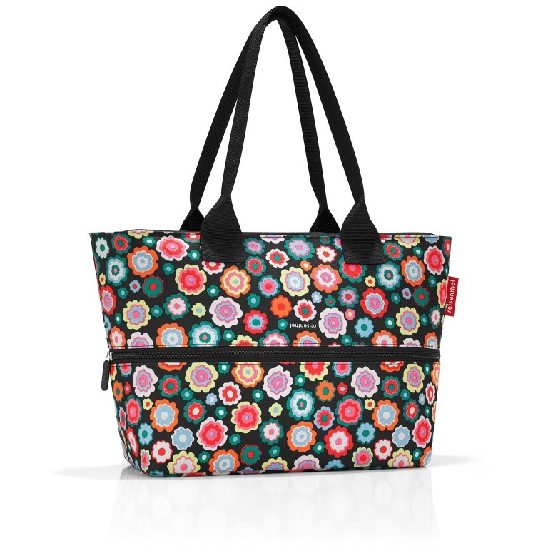 Shopper E1 erweiterbar Happy Flowers, Farbe: schwarz, Marke: Reisenthel, EAN: 4012013704611, Abmessungen in cm: 50x26.5x15.5, Bild 1 von 3