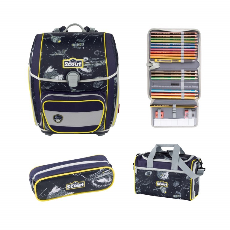Schulranzen Genius Set 4-teilig Space, Farbe: schwarz, Marke: Scout, EAN: 4007953418223, Abmessungen in cm: 31x29x22, Bild 1 von 9