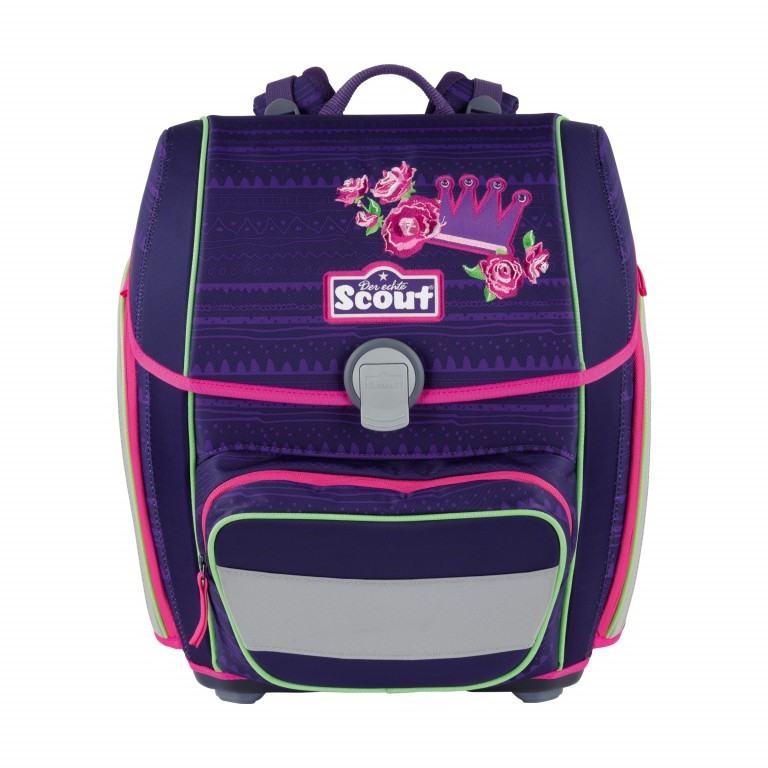 Schulranzen Genius Set 4-teilig Flower Princess, Farbe: flieder/lila, Marke: Scout, EAN: 4007953419572, Abmessungen in cm: 31x29x22, Bild 2 von 10