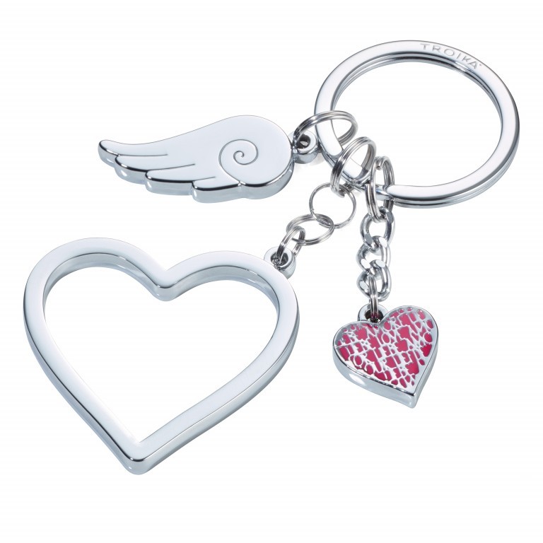 Schlüsselanhänger Love Is In The Air Silber, Farbe: metallic, Marke: Troika, EAN: 4024023119323, Abmessungen in cm: 4.5x10x0.4, Bild 1 von 2
