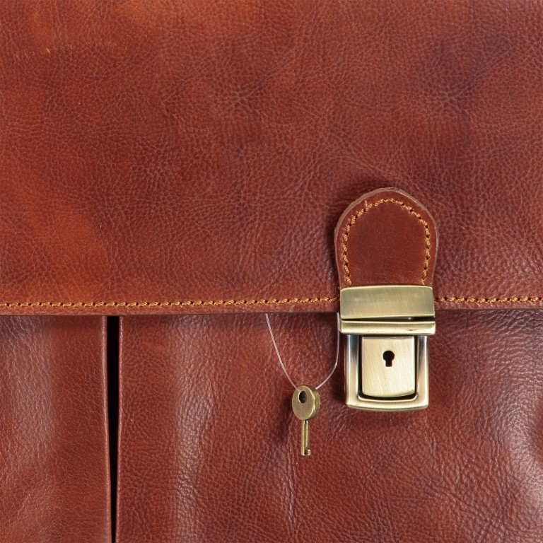 Aktentasche mit zwei Vortaschen Braun, Farbe: braun, Marke: Hausfelder Manufaktur, EAN: 4065646000476, Abmessungen in cm: 39x30x10, Bild 11 von 11