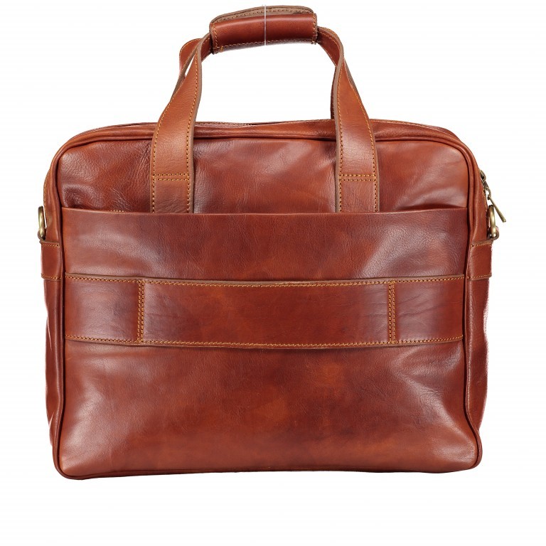 Aktentasche mit zwei Vortaschen Cognac, Farbe: cognac, Marke: Hausfelder Manufaktur, EAN: 4065646000483, Abmessungen in cm: 39x30x10, Bild 3 von 11