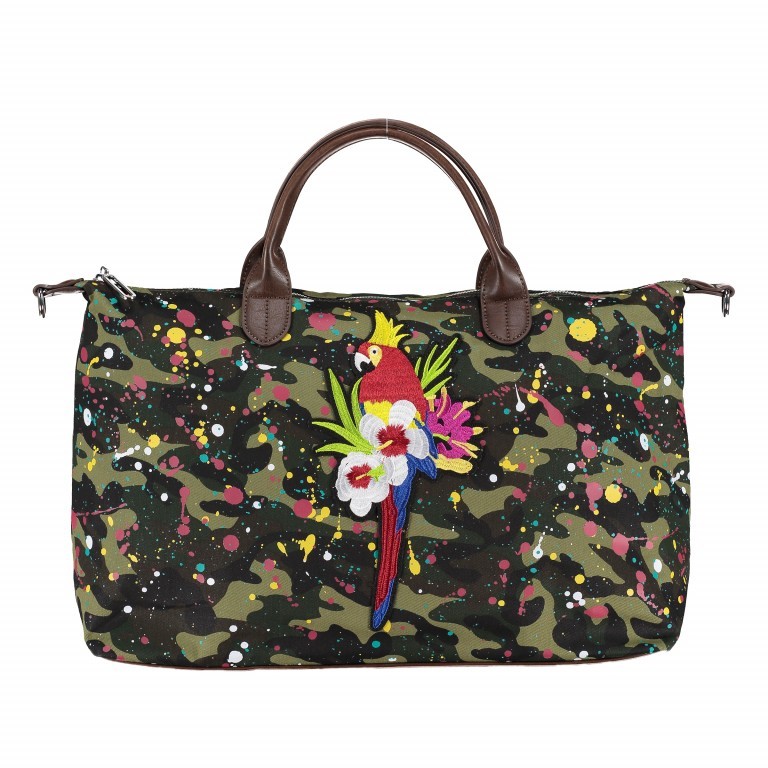 Shopper Splash mit Papagei-Applikation Camouflage, Farbe: bunt, Marke: Stuff Maker, EAN: 4251578302867, Abmessungen in cm: 40x28x13, Bild 1 von 7
