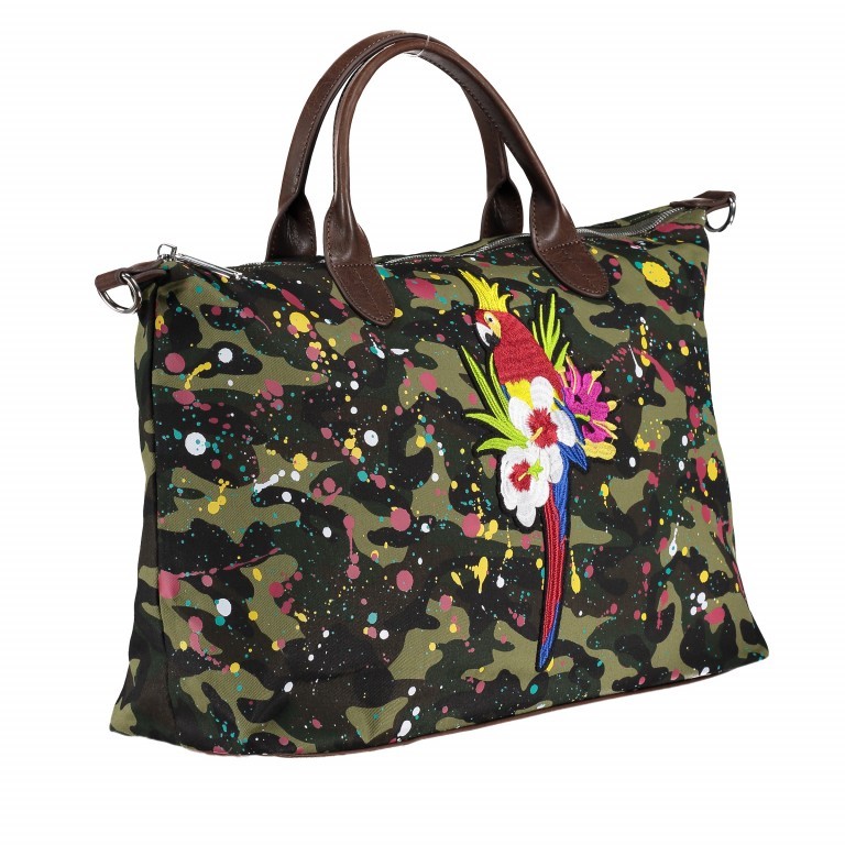 Shopper Splash mit Papagei-Applikation Camouflage, Farbe: bunt, Marke: Stuff Maker, EAN: 4251578302867, Abmessungen in cm: 40x28x13, Bild 2 von 7