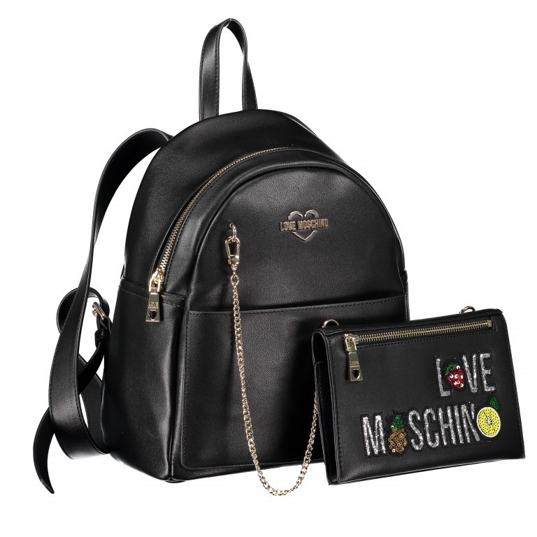 Rucksack Schwarz, Farbe: schwarz, Marke: Love Moschino, EAN: 8032698606204, Abmessungen in cm: 25x29x14, Bild 2 von 7