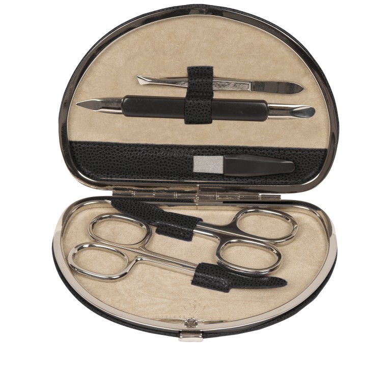 Manikürset beluga mit Metallrahmen, Farbe: schwarz, rot/weinrot, rosa/pink, Marke: Windrose, Abmessungen in cm: 13.5x1x9, Bild 1 von 1