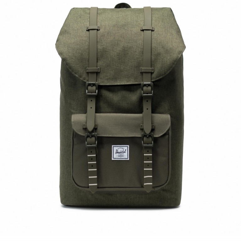 Rucksack Little America Rubber Straps Volumen 23 Liter Olive Night Crosshatch, Farbe: grün/oliv, Marke: Herschel, EAN: 0828432243990, Abmessungen in cm: 28x50x17, Bild 1 von 4
