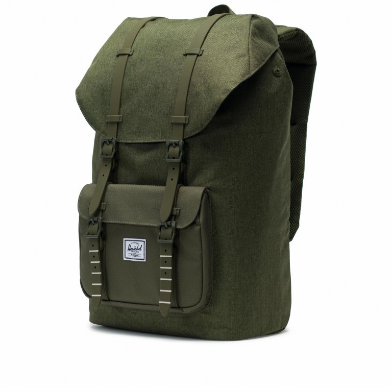 Rucksack Little America Rubber Straps Volumen 23 Liter Olive Night Crosshatch, Farbe: grün/oliv, Marke: Herschel, EAN: 0828432243990, Abmessungen in cm: 28x50x17, Bild 2 von 4