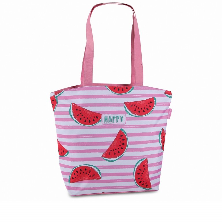 Badetasche Happy Streifen Melonen, Farbe: rosa/pink, Marke: Fabrizio, Abmessungen in cm: 42x38x13, Bild 1 von 1